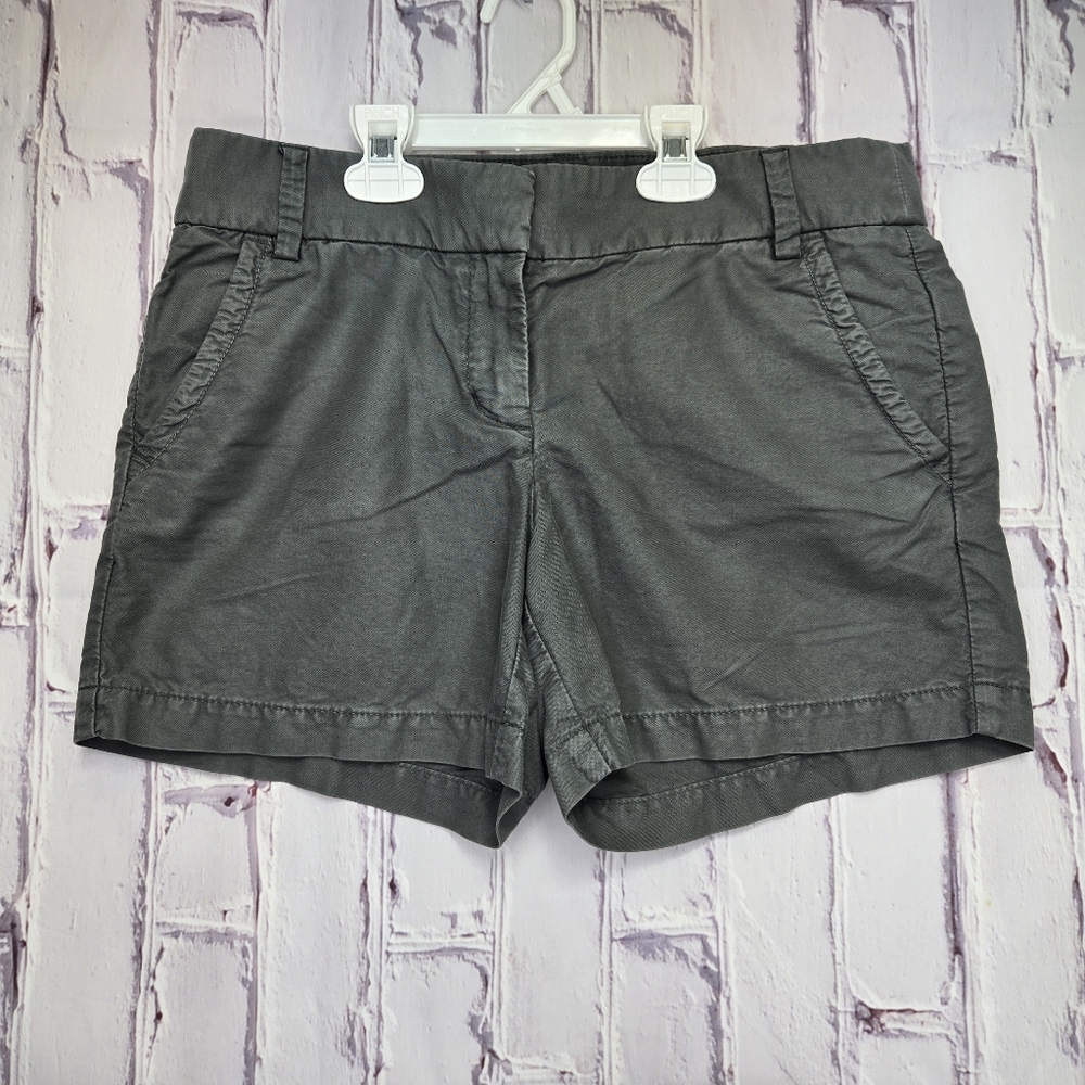 Y2K J. Crew Women's Chino Shorts Size 6 Gray Faded Summer Pockets 100% Cotton